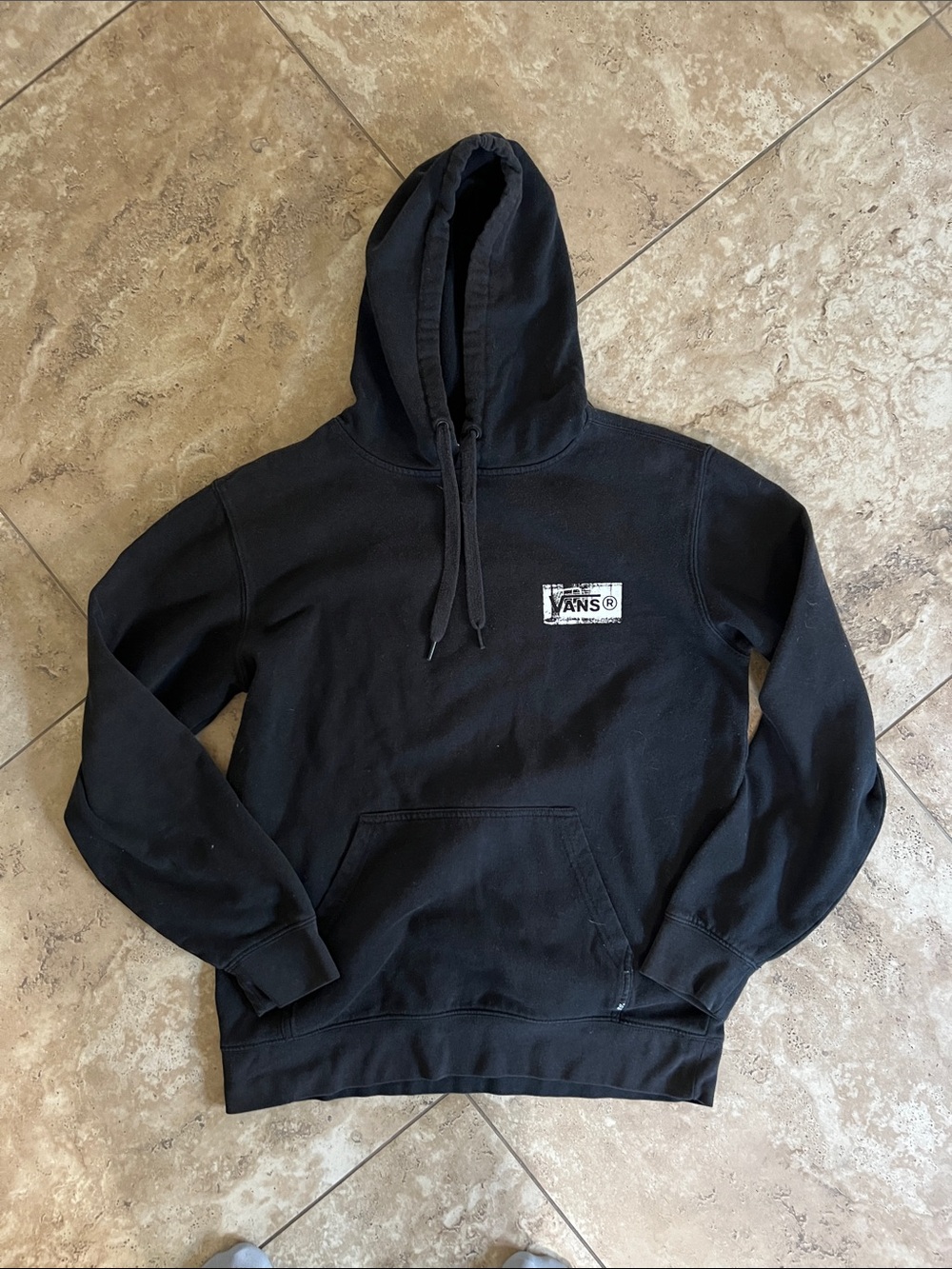 Vans Black Pullover Hoodie with Small White Chest Logo